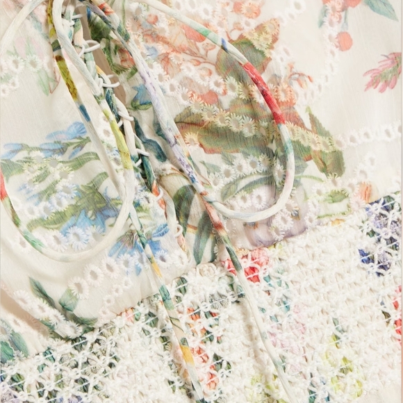 NWT Alice + Olivia Kristie Floral Print Broderie Anglaise Chiffon Mini D… - Picture 3 of 13